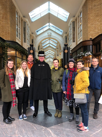 London Chocolate Walking Tour - guests with a Beadle in Burlington Arcade
