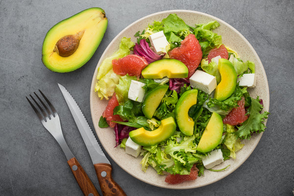 Photo of the Acme avocado citrus salad with grapefruit and goat cheese.