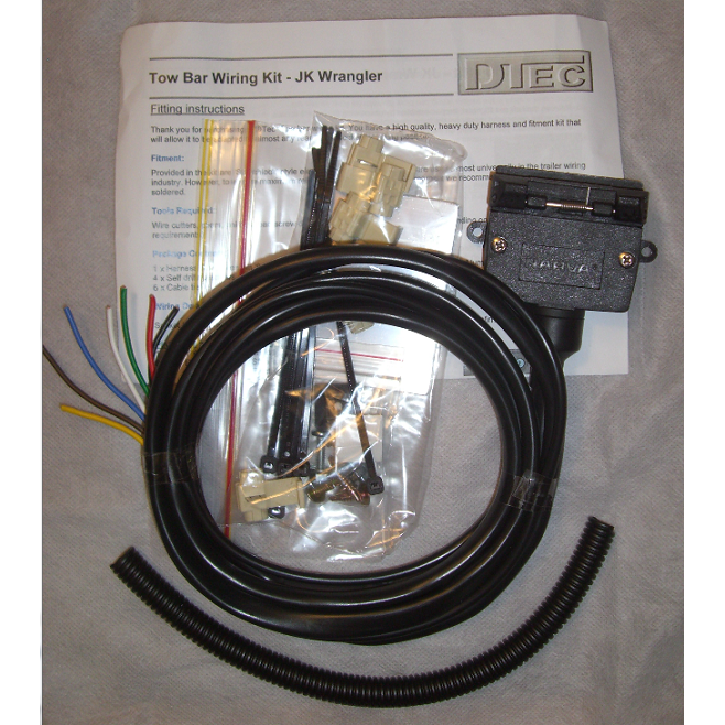 DTEC Wiring Harness 7-Pin - JK/JL 2/4dr 2007+ - Double Black Offroad