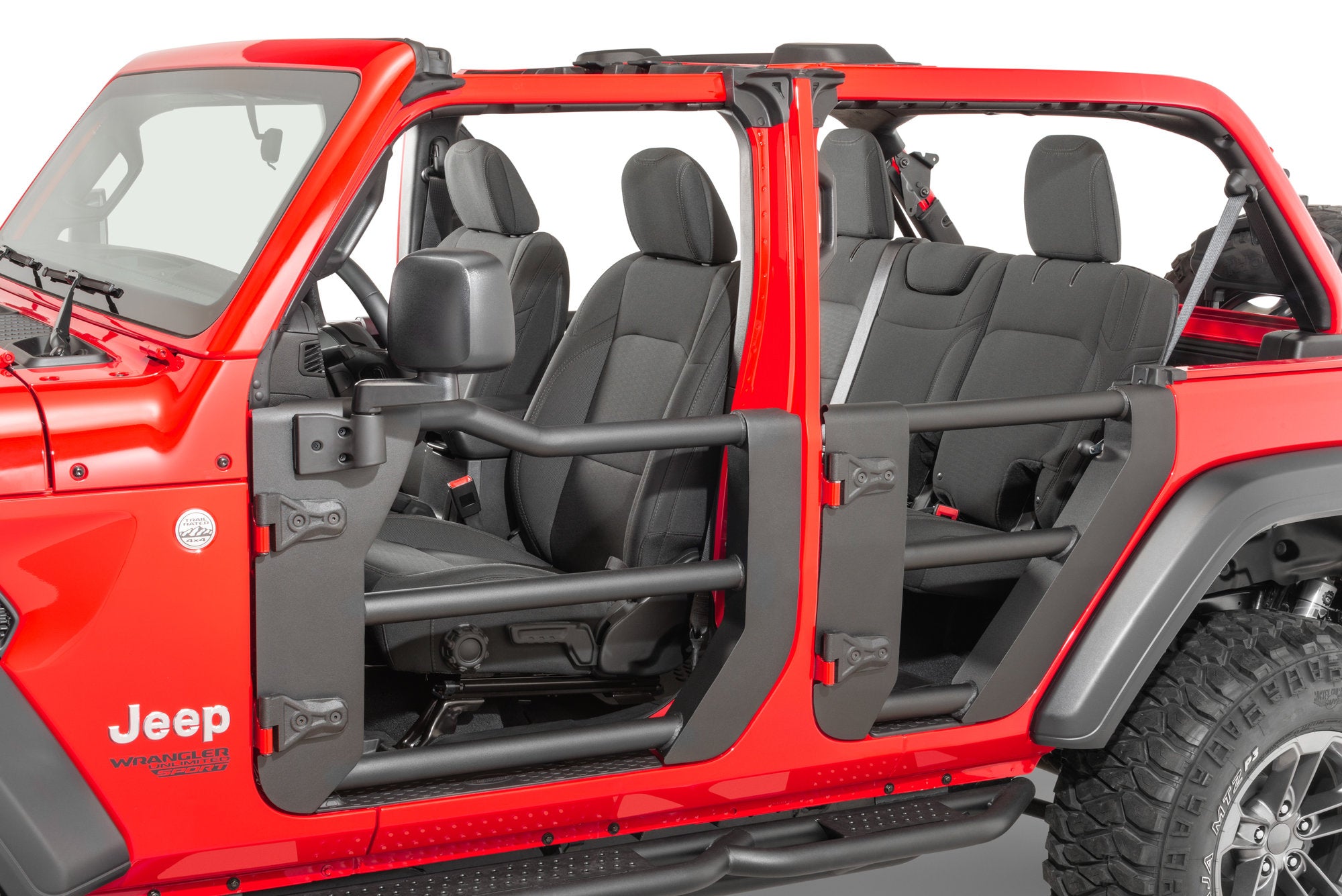 Quadratec Tube Doors Front & Rear Tube Doors with FREE Mirrors for 18 -  Double Black Offroad