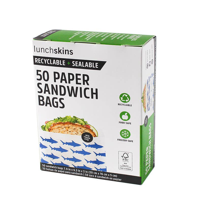 Lunchskins Reusable 2-Pack Zip Bag Set (1 Sandwich + 1 Snack), Stripe