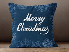 Christmas Pillow Covers, Blue Xmas Decor, Merry Christmas - Akasia Design