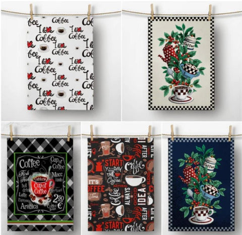 Coffee Themed Kitchen Hand Towels - Akasia Home Design