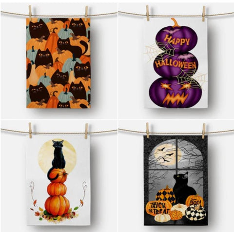 Kitchen Hand Towels, Halloween Hand Towels, Pumpkin Hand Towels - Akasia Home Design