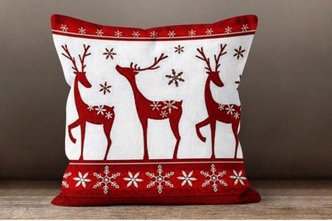 Christmas Pillow Cover|Snowflake Xmas Cushion Case|Decorative Winter Pillowcase|Red Xmas Home Decor|Xmas Gift Ideas|Snowflake Pillow Cover