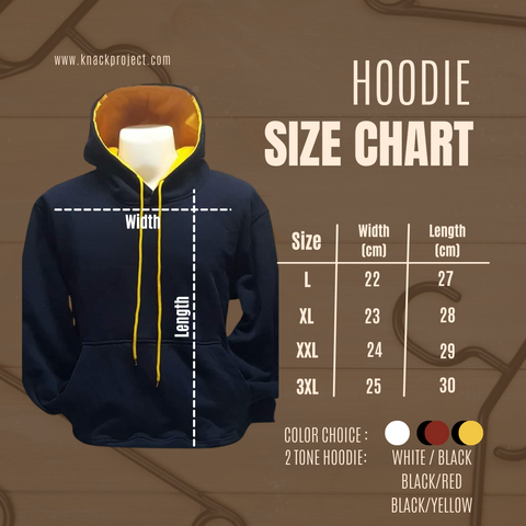 Knack Project Hoodies | Size Chart