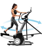 Female working out on the Nordic Track FS7i FitStrider showing the elliptical movement of the foot plates.  Fitness Options, Online Gym Equipment Supplier and Nottinghamshire Showroom