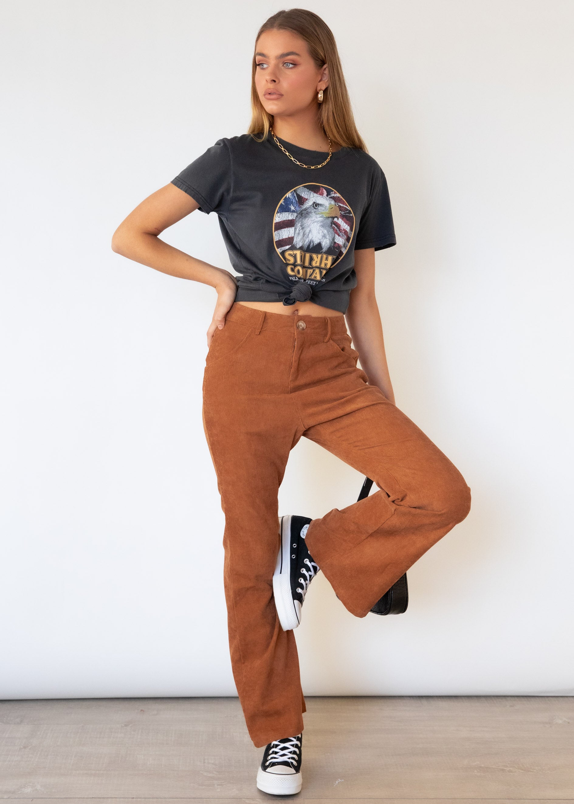 Throwback Flare Cord Pants - Chocolate