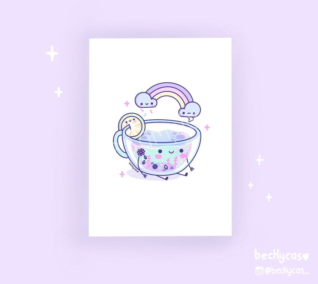 Kawaii Tea Cup Art Print