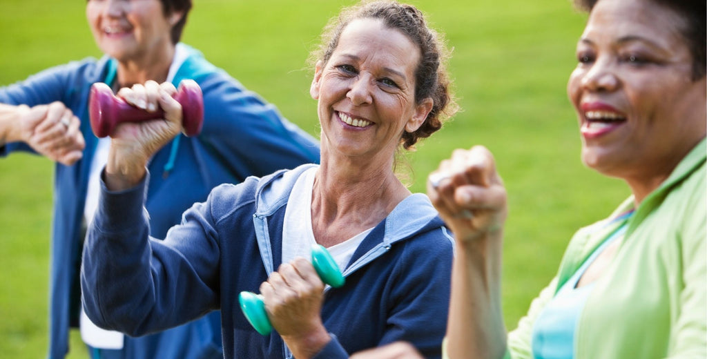 Menopausal women exercising 