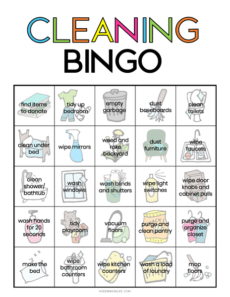 Cleaning Bingo Game for Kids – modernmomlife