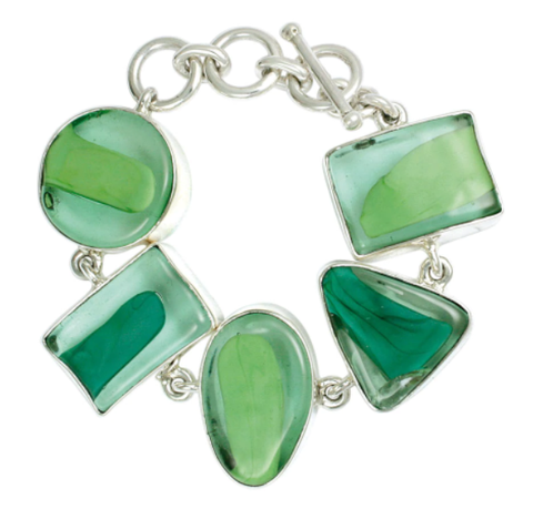 bracelet en verre vert par Gabriella Nanni