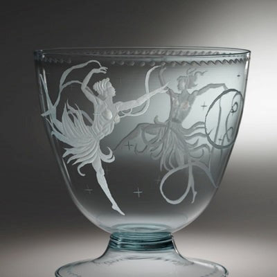 Engraved Murano glass goblet