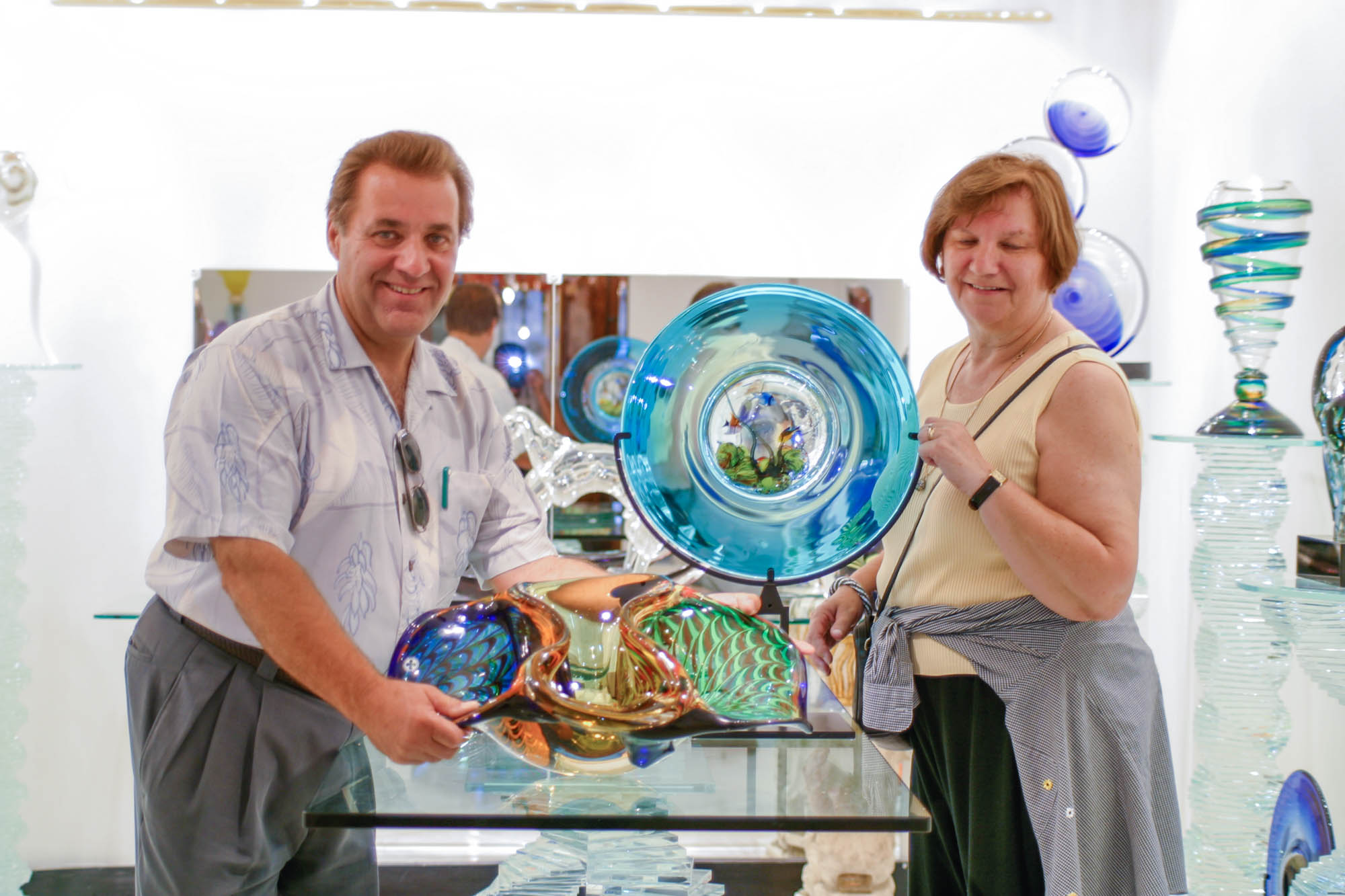 Customers checking out Murano Glass Items