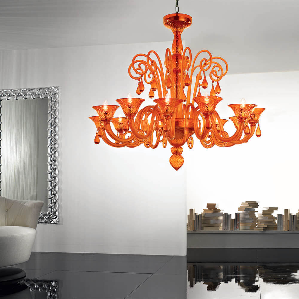 orange murano glass chandelier