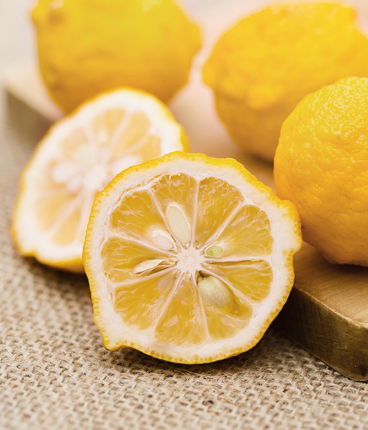 closeup of sliced lemon