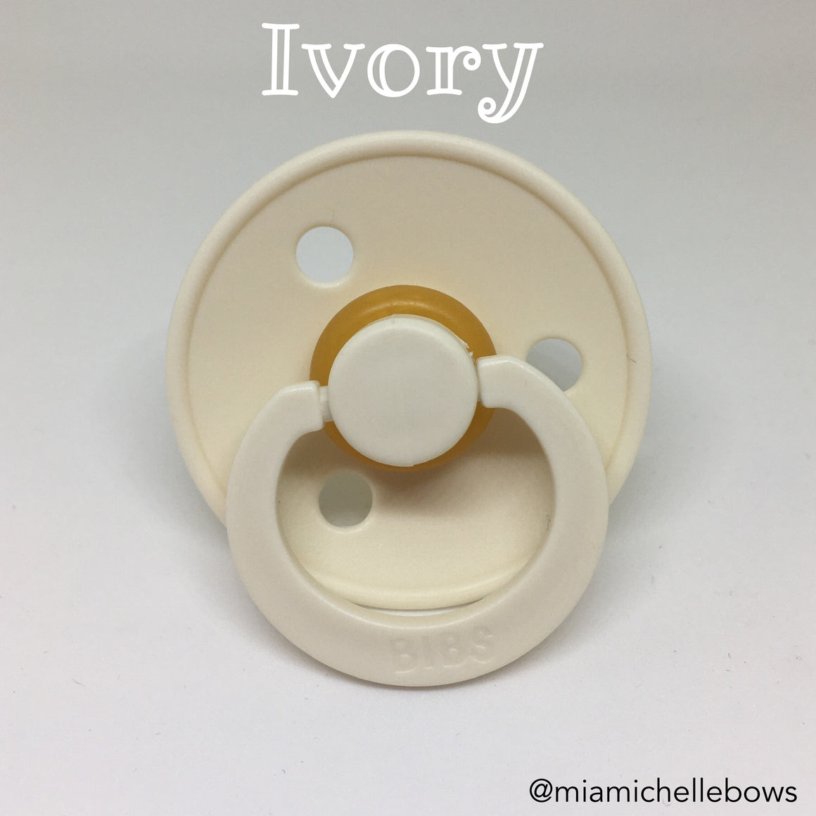 Bibs Pacifier in Ivory Mia Michelle Bows