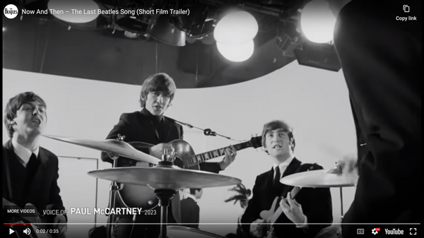 Video on YouTube of the Beatles last song "Now And Then" | Short Film Trailer | Rock & Roll Jane