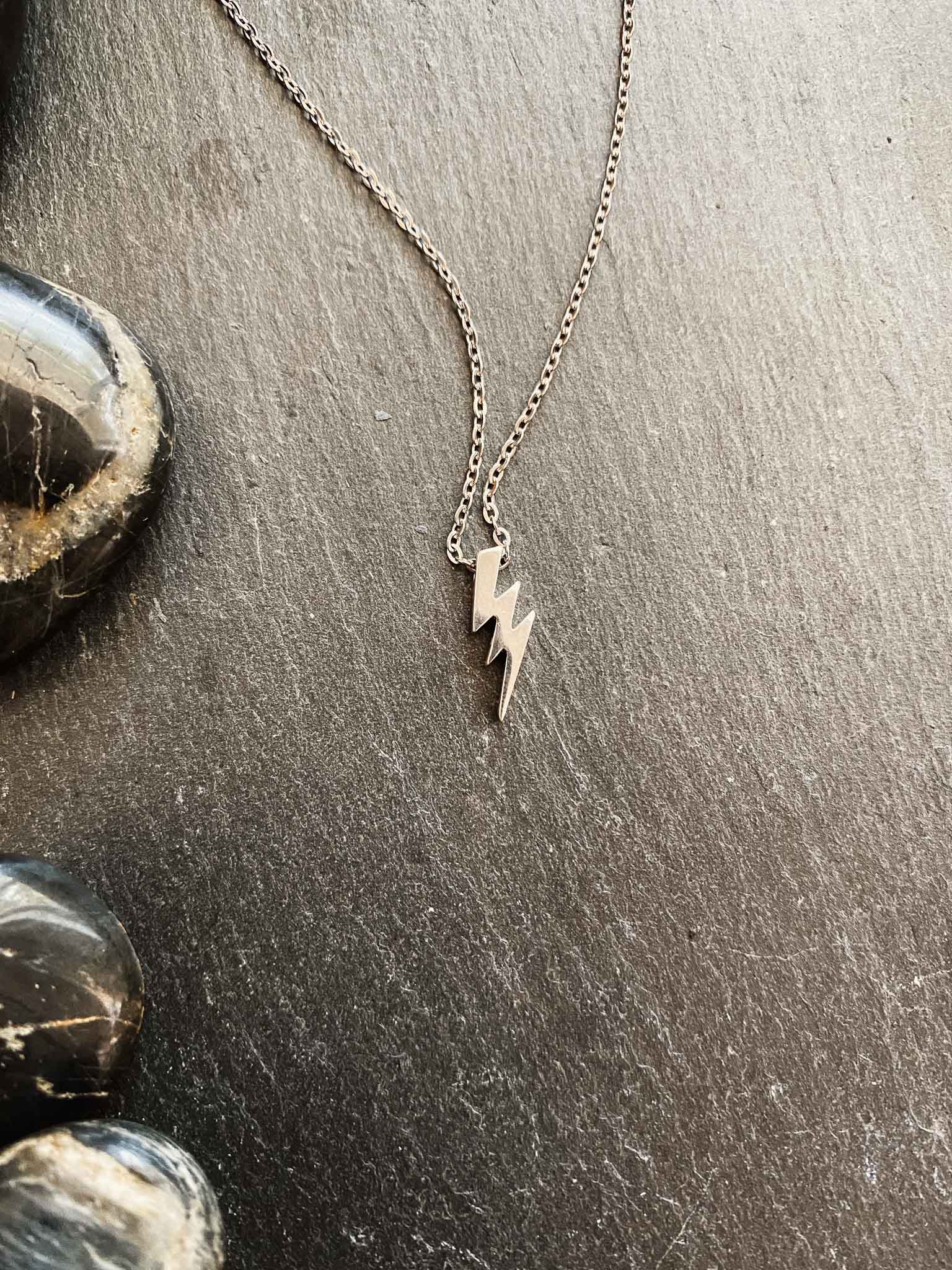 Sterling Silver Lightning Bolt Necklace | Rock & Roll Jane