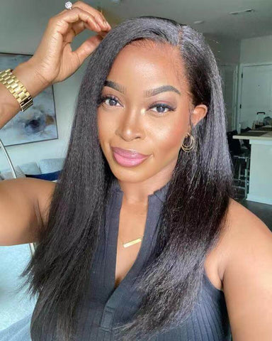 200 Dentiy 18 inches Yaki Straight 13x6 Human Hair New Clear Lace Front Wig by Mua Blacswan