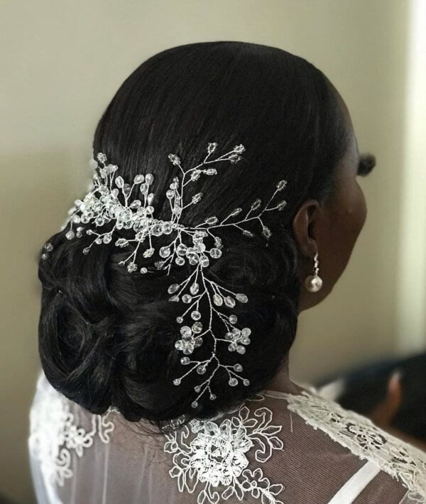 Low Bun Wedding Hairstyle for black women