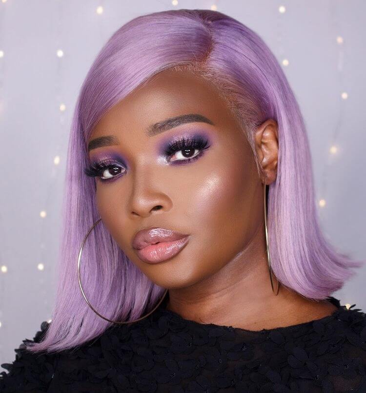 dark lavender color wig on dark skin