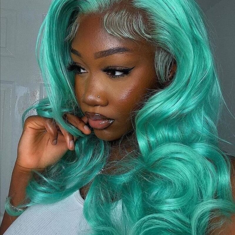 green hair on dark skin