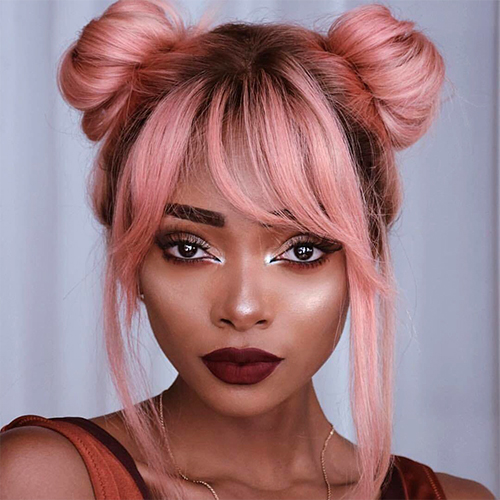 how to style a wig - space buns style