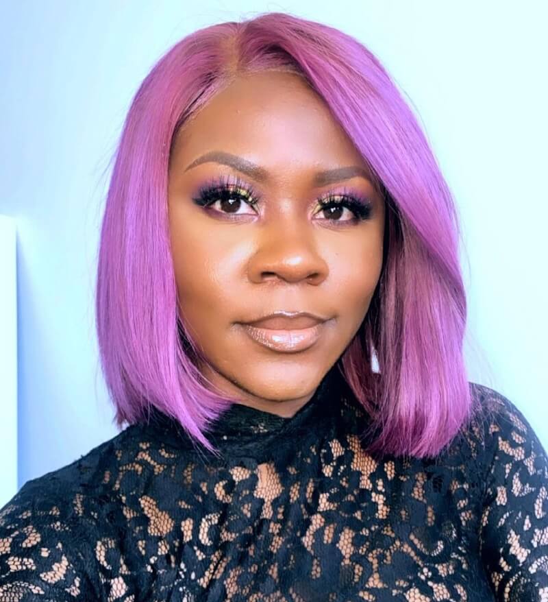 medium purple color wig on black women