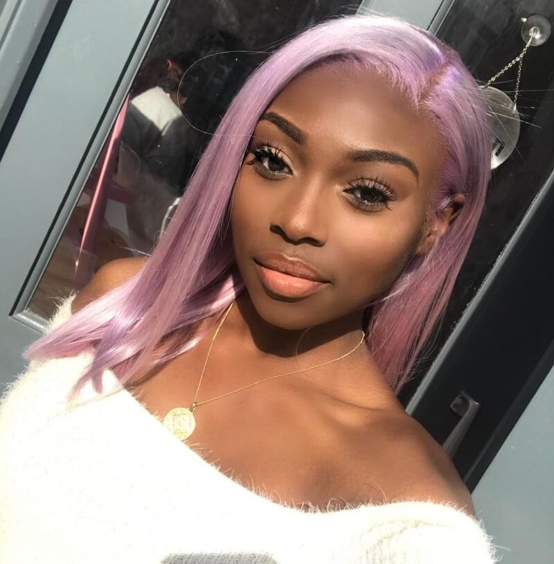 pale lavender color wig on black women