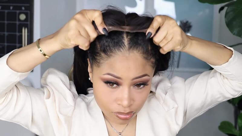 how to put on a lace front wig without glue