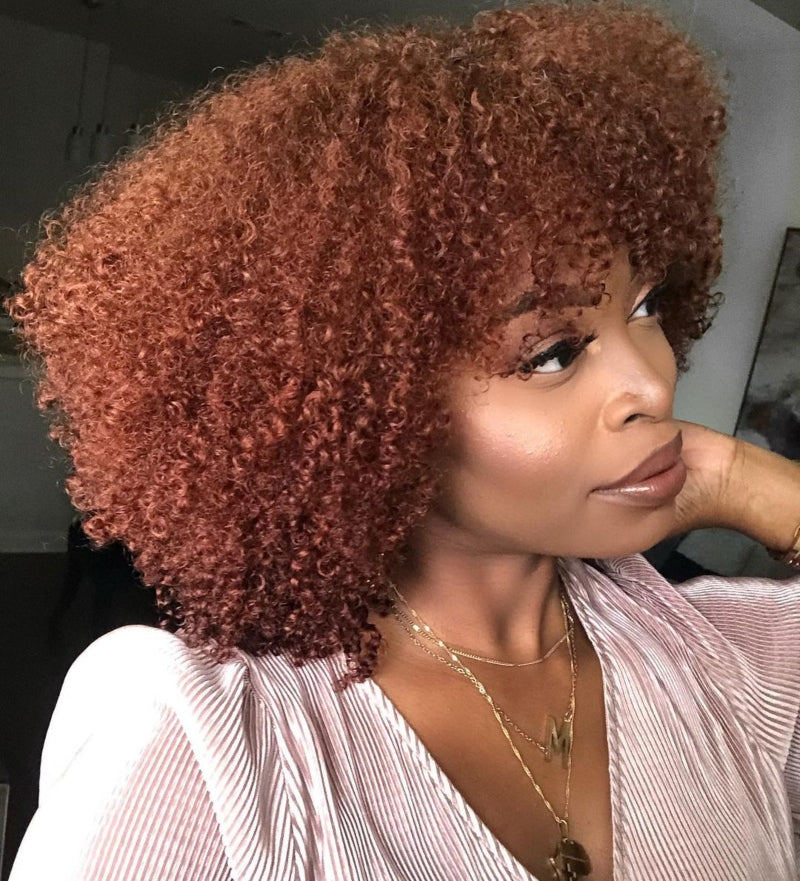 red kinky curly wig on black women