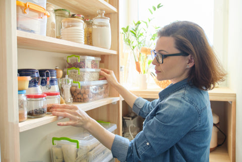 Women organizing a food pantry 