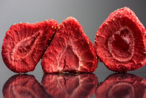 Close up of freeze dried strawberries 