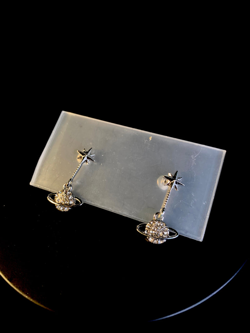 diamond saturn earrings