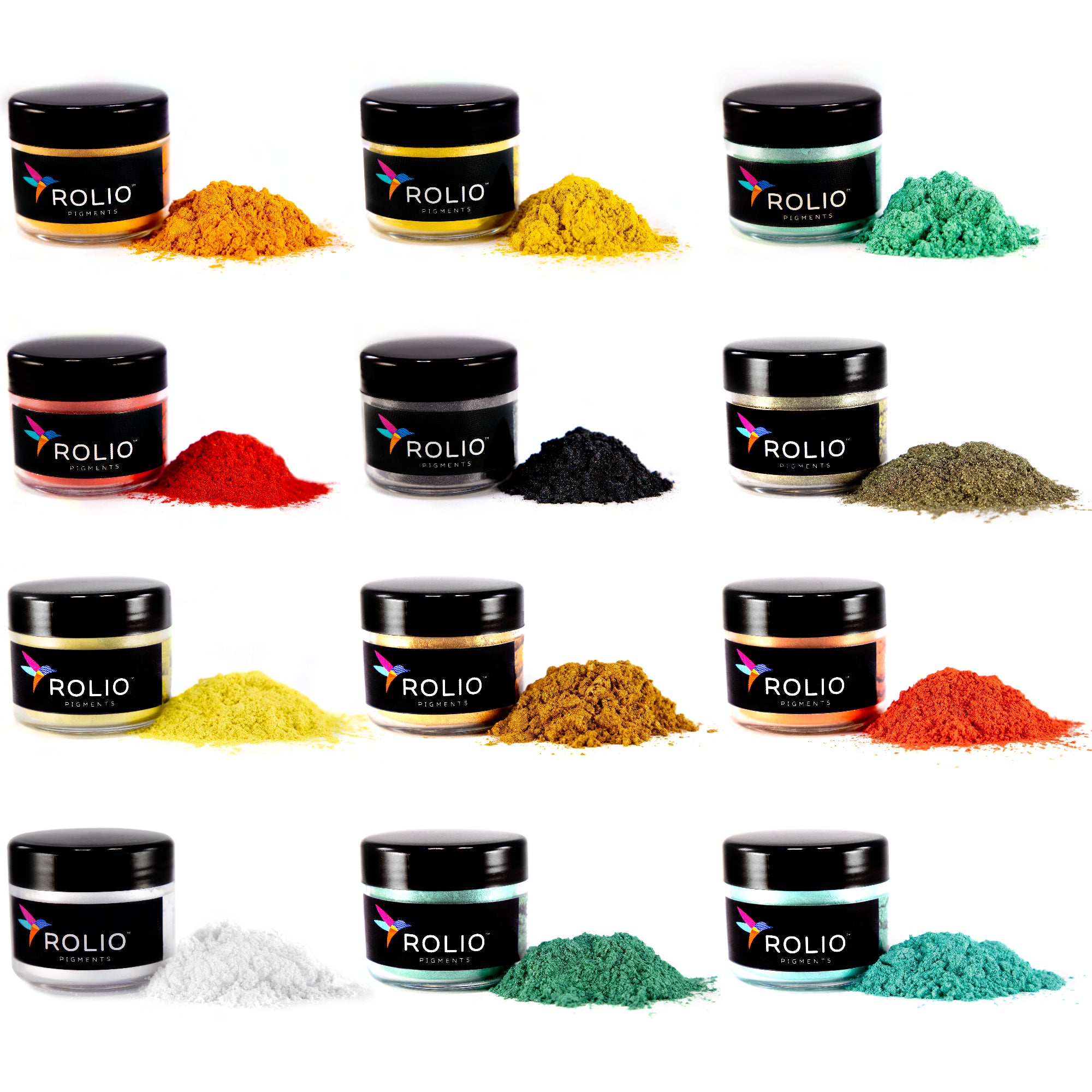 Rolio Pigments Resin Liquid Pigment Transparent Colors - 24 Vibrant Colors for Epoxy Resin, UV Resin, 3D Printer, Jewelry Making, Paint, Art Works, di