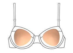 positioning pads on half-cup bra