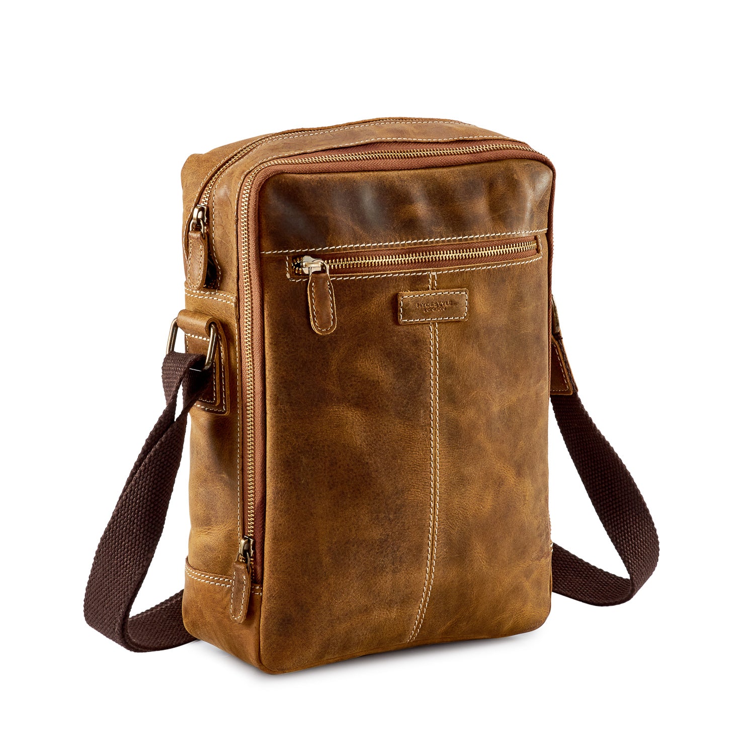 Venator Distressed Leather Portrait Messenger Bag #MB4972 - hydestyle ...