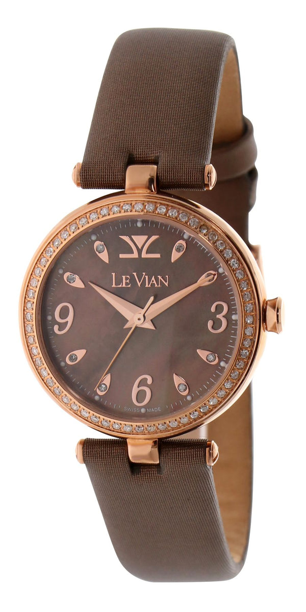 Le Vian® Medallion Brown Round 32.5mm Wristwatch with 0.52cts of Vanil ...