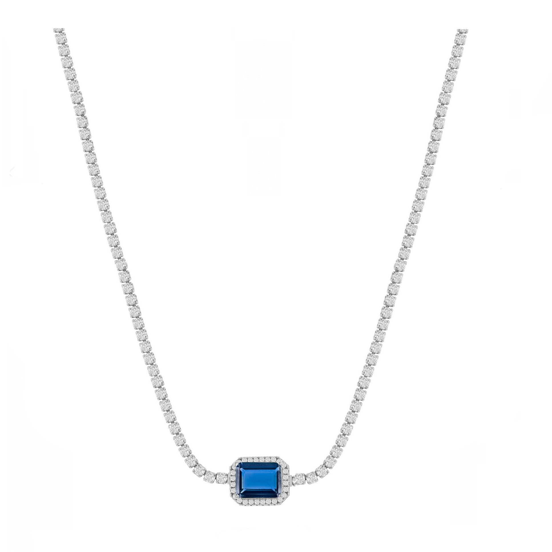 Asscher-Cut Blue Sapphire Sparkle Choker Necklace – The Little Shop of ...