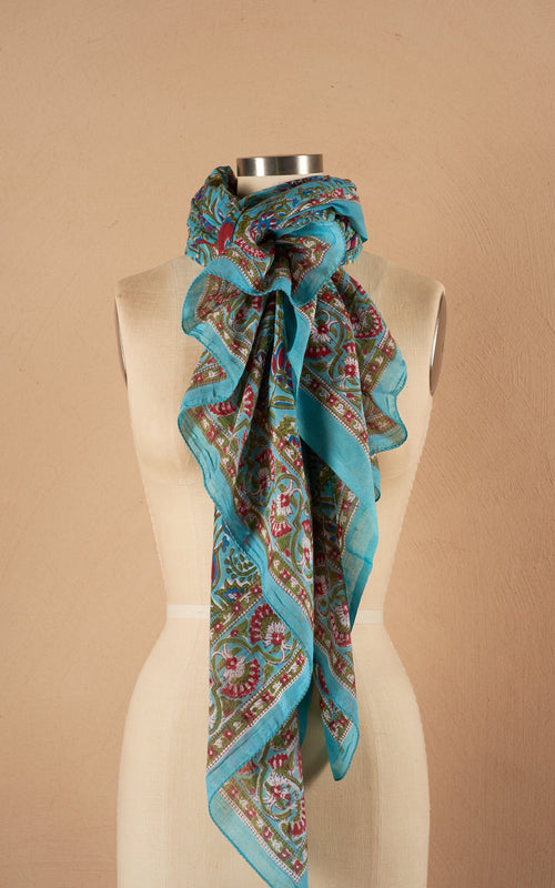 Sarong/Shawl, Turquoise Floral – Passementrie