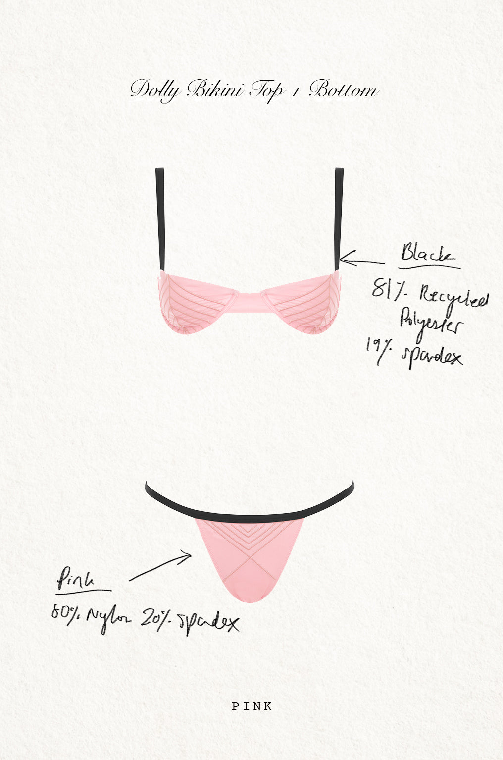 Dolly Bikini Top + Bottom | Pink