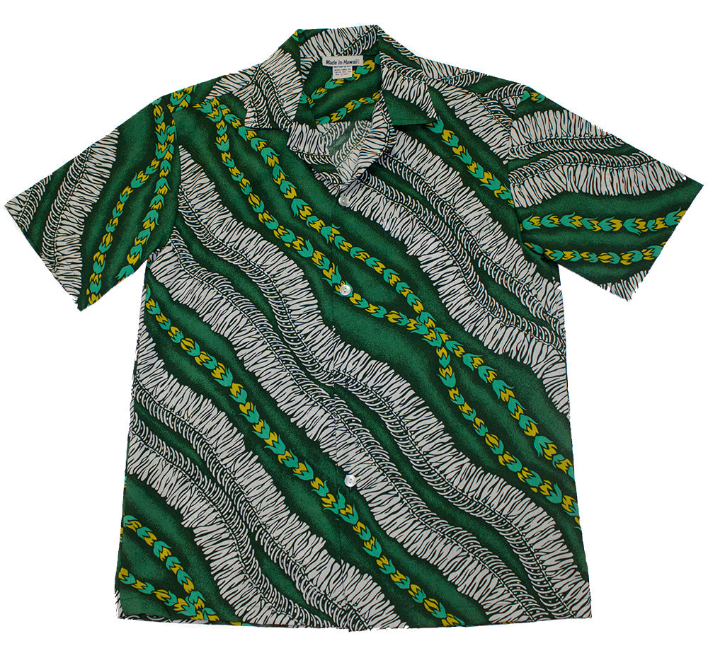 Hawaiian Shirt #21 Green Leis, S-2XL