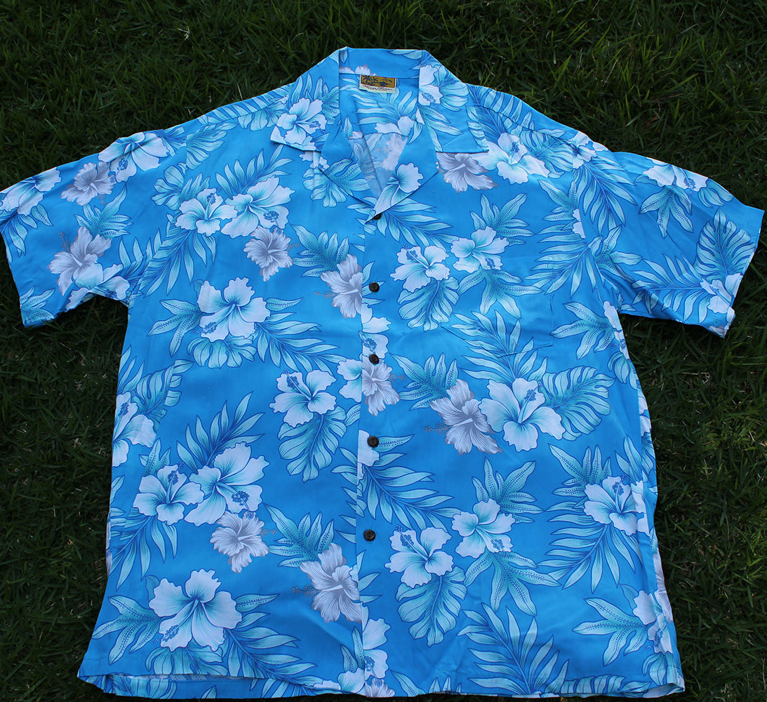 light blue hawaiian shirt