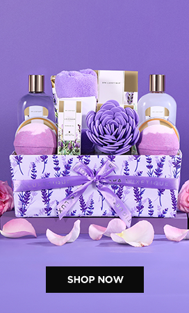 Experience relaxation and rejuvenation with our Lavender Bath & Shower Gift Basket