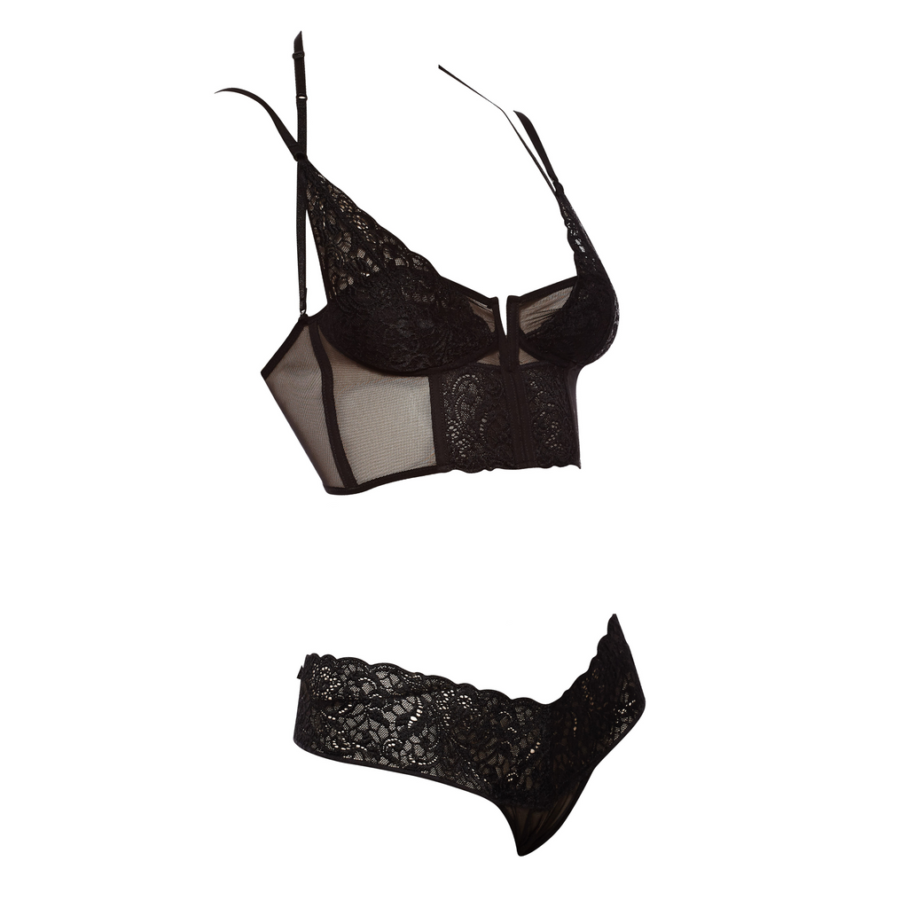 Knickerbox Planet Serenity Seduction Sheer Mesh And Cut Out Lace Longline  Bra In Black for Women