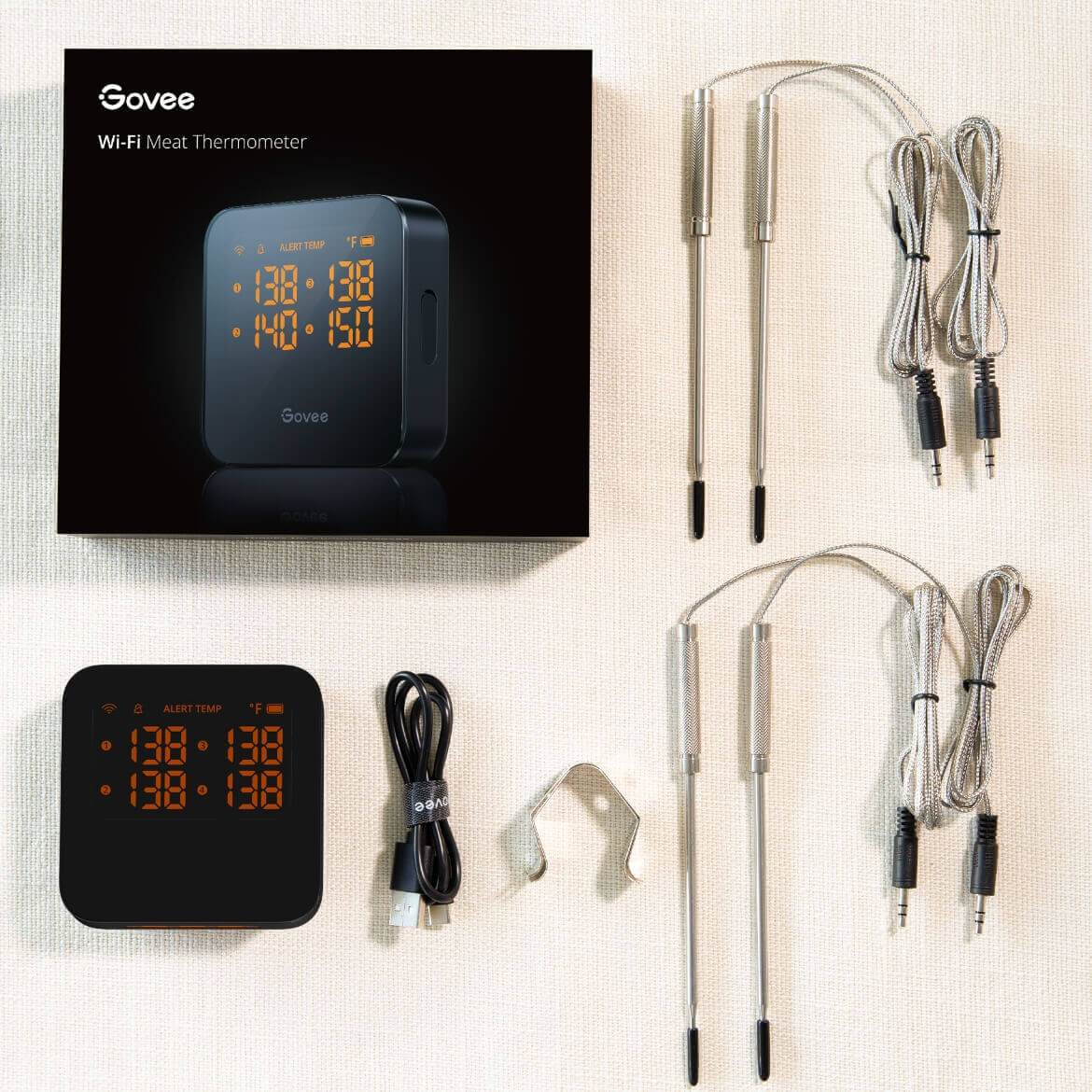 Govee Smart Meat Wireless Thermometer H5181 Black Thermocouple Accurate