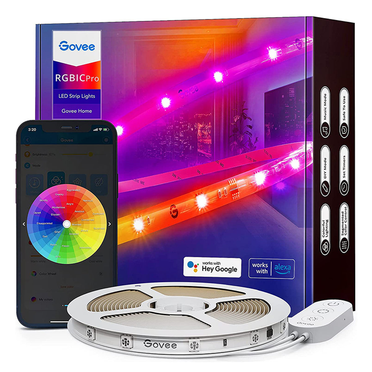 

Govee RGBIC LED Strip Lights With Protective Coating, 1 Roll* 16.4 Feet ($1.83/ft)