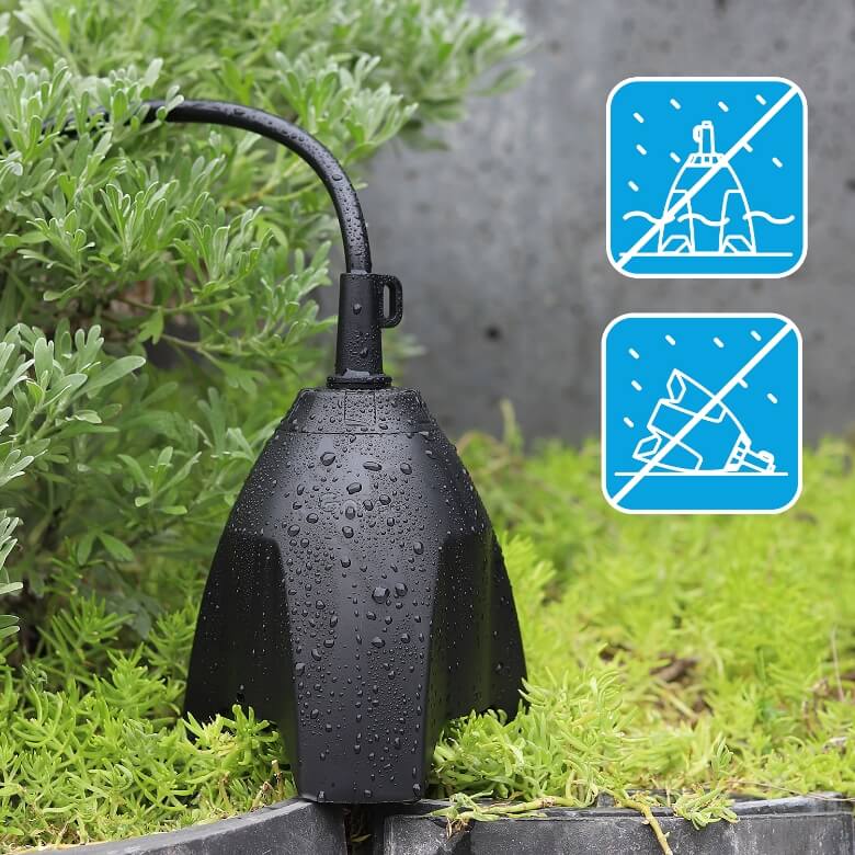 Govee Outdoor Smart Plug, 3-in-1 Compact Outdoor WiFi Bluetooth Plug,  Conical Waterproof Design, 15A Outdoor Smart Outlet with Timer