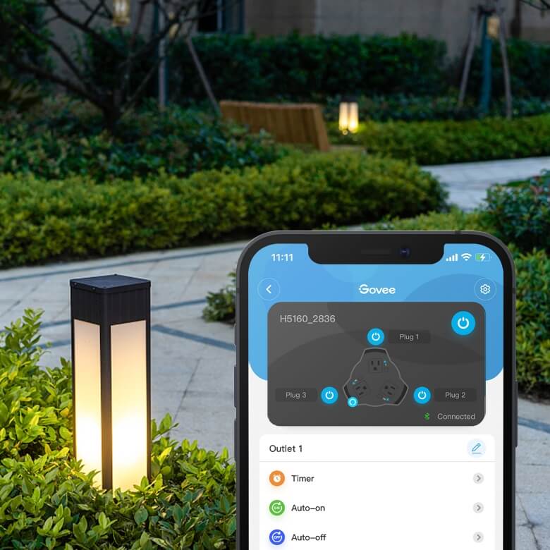 Govee Outdoor Smart Plug, 3-in-1 Compact Outdoor WiFi Bluetooth Plug,  Conical Waterproof Design, 15A Outdoor Smart Outlet with Timer, Compatible  with Alexa and Google Assistant, No Hub Required : : Home  Improvement